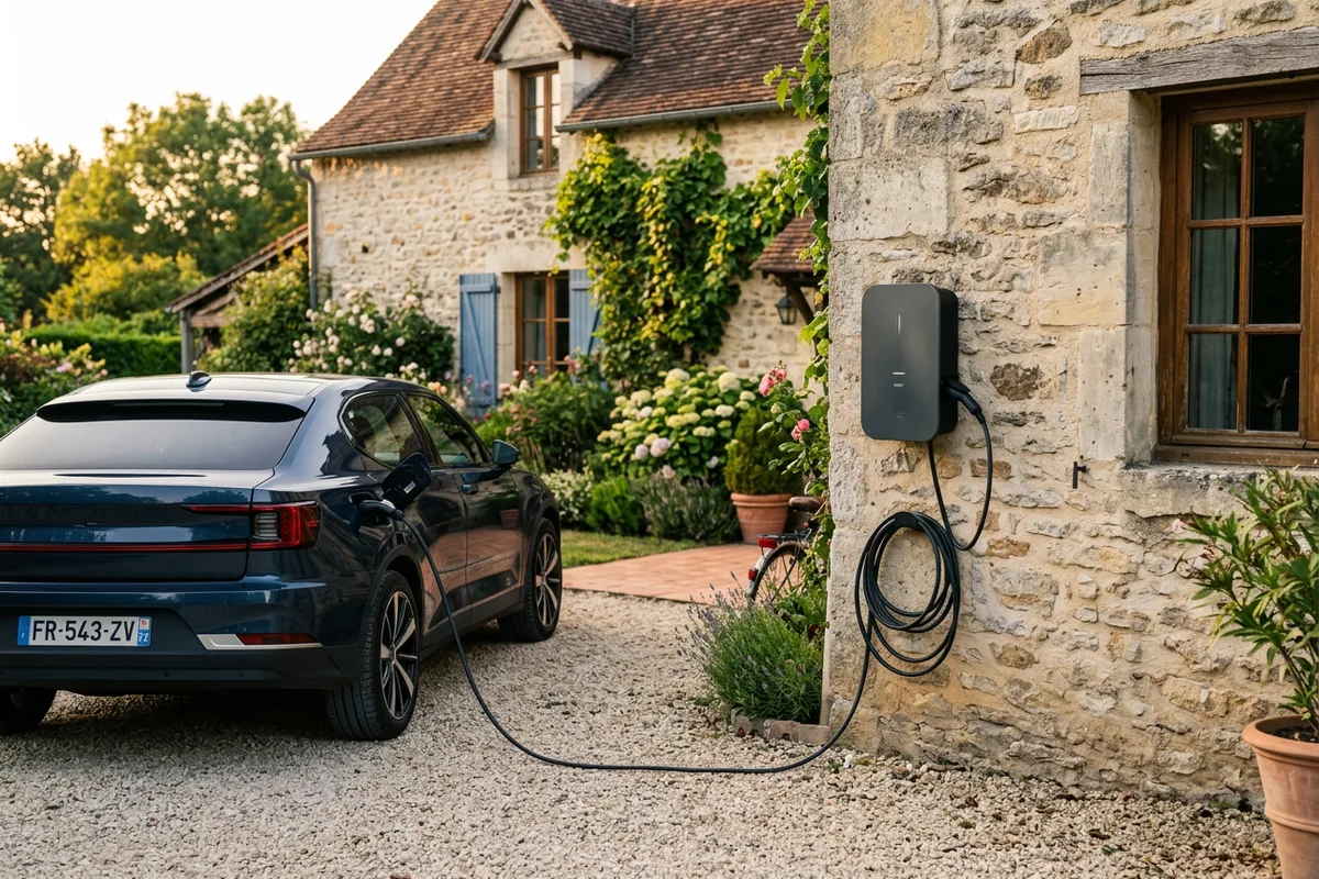 Résultat final d'une installation borne de recharge en maison individuelle à Yenne